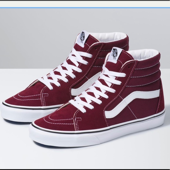 burgundy hi top vans